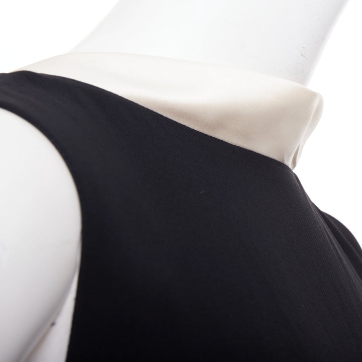 BALENCIAGA Nicolas Ghesquiere 2007 black cream square neck back dress FR36 S