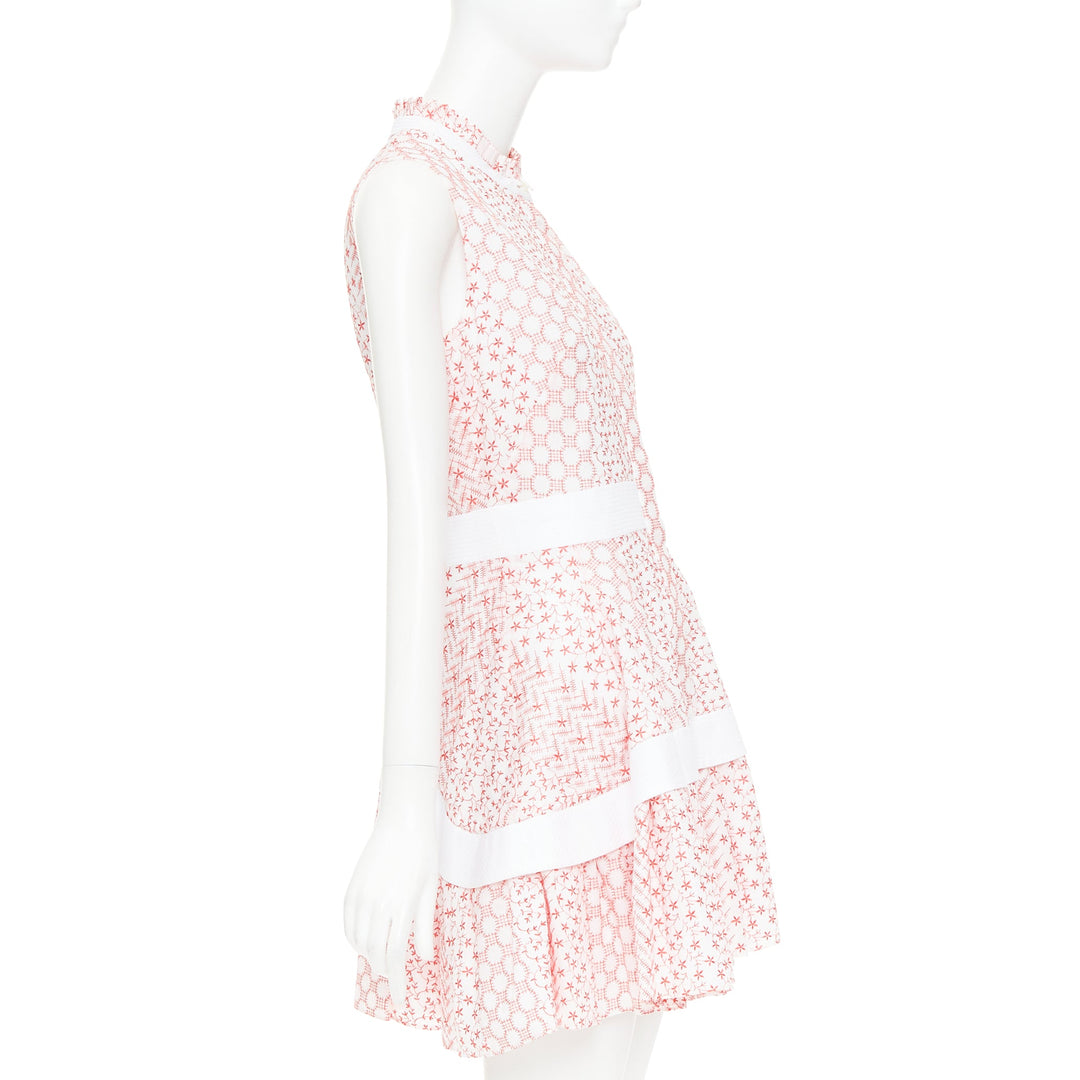 ALEXIS 2020 white pink rustikan floral guipure lace fit flare dress M