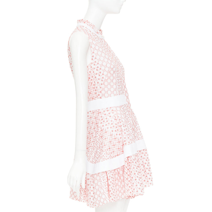 ALEXIS 2020 white pink rustikan floral guipure lace fit flare dress M
