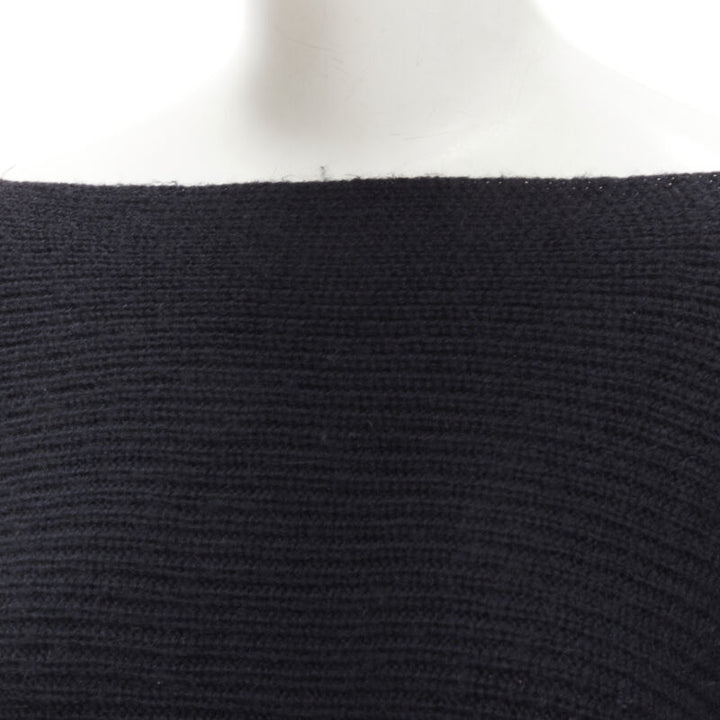 VINCE black merino wool blend boat wide boat neck high low sweater M
