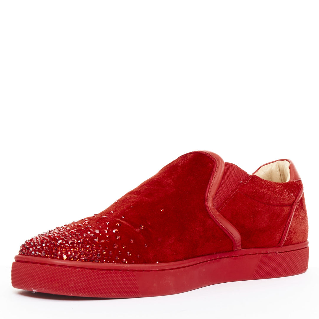 CHRISTIAN LOUBOUTIN Sailor Boat red suede degrade strass crystal sneakers EU43