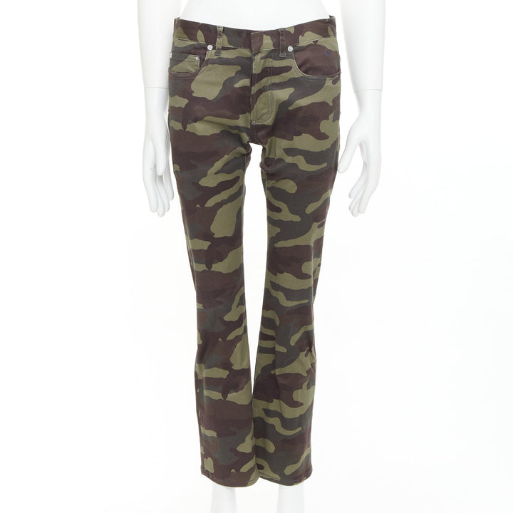 DIOR HOMME green Army Camouflage skinny denim cropped jeans 30"