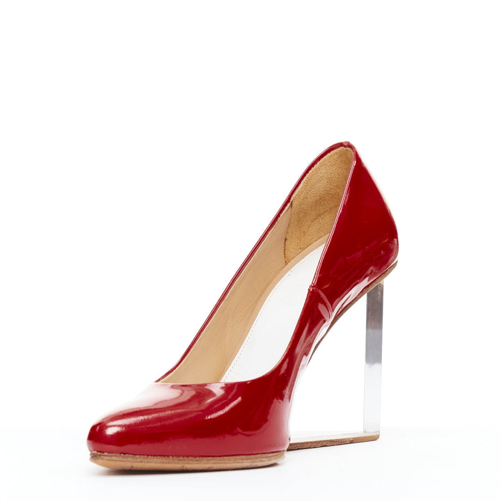 MAISON MARGIELA H&M Invisible red patent leather perspex clear heel pumps EU37