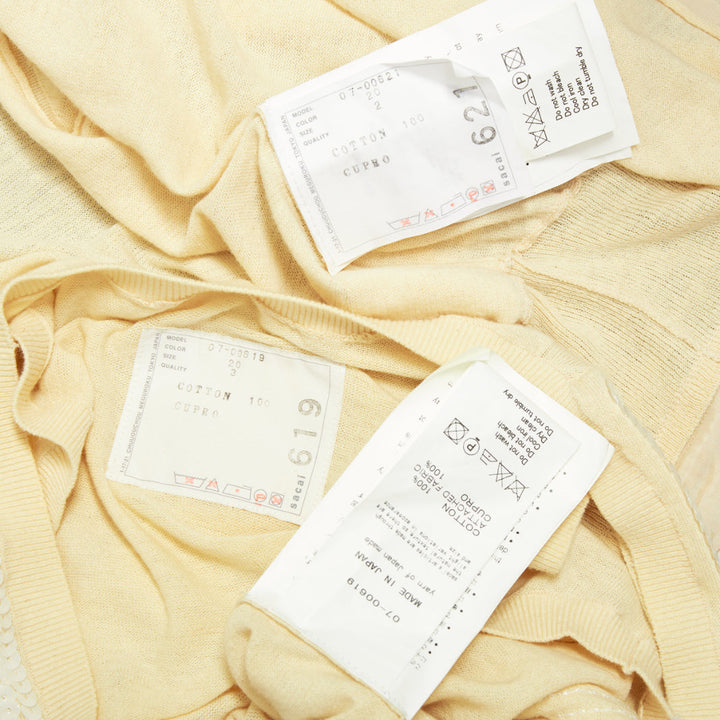 SACAI 2007 yellow cotton white sequin trim cardigan sweater vest twin set JP2 M