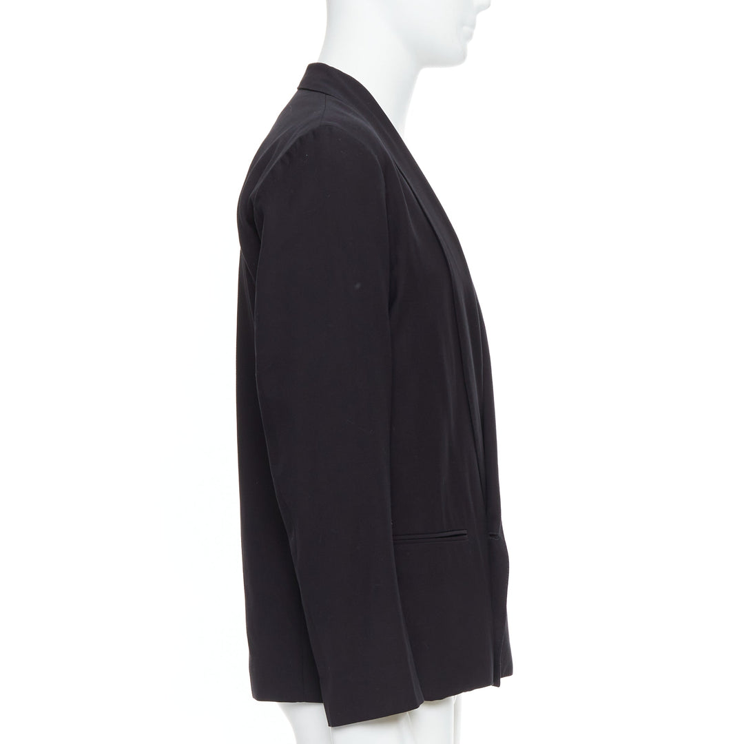 Male mannequin wearing Lemaire Black Virgin Wool Men Blazers in Size  3 | Available at JHROP