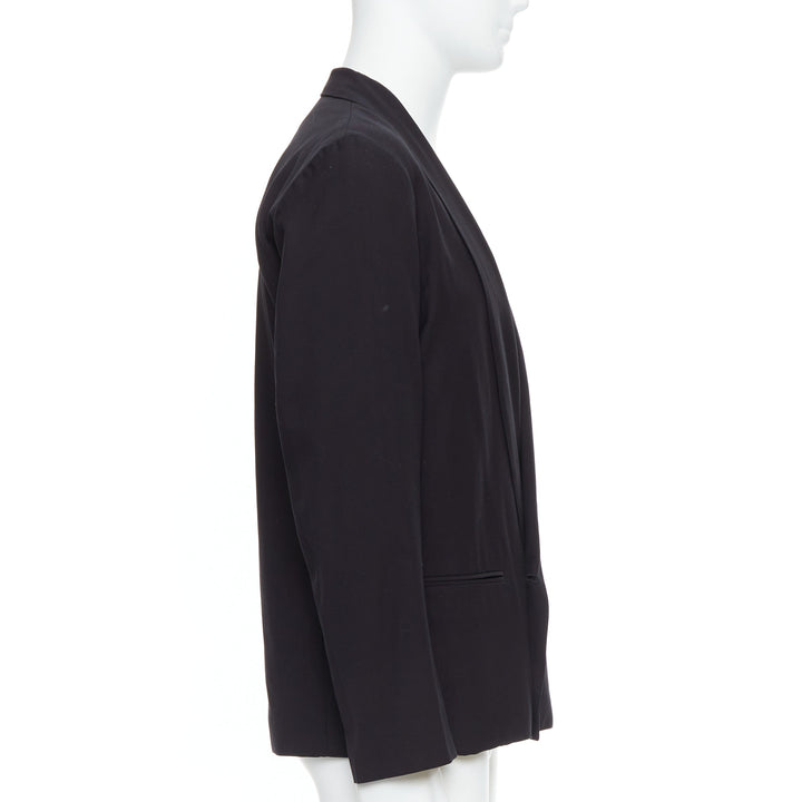 CHRISTOPHE LEMAIRE black virgin wool cotton shawl collar crop blazer Sz3 M