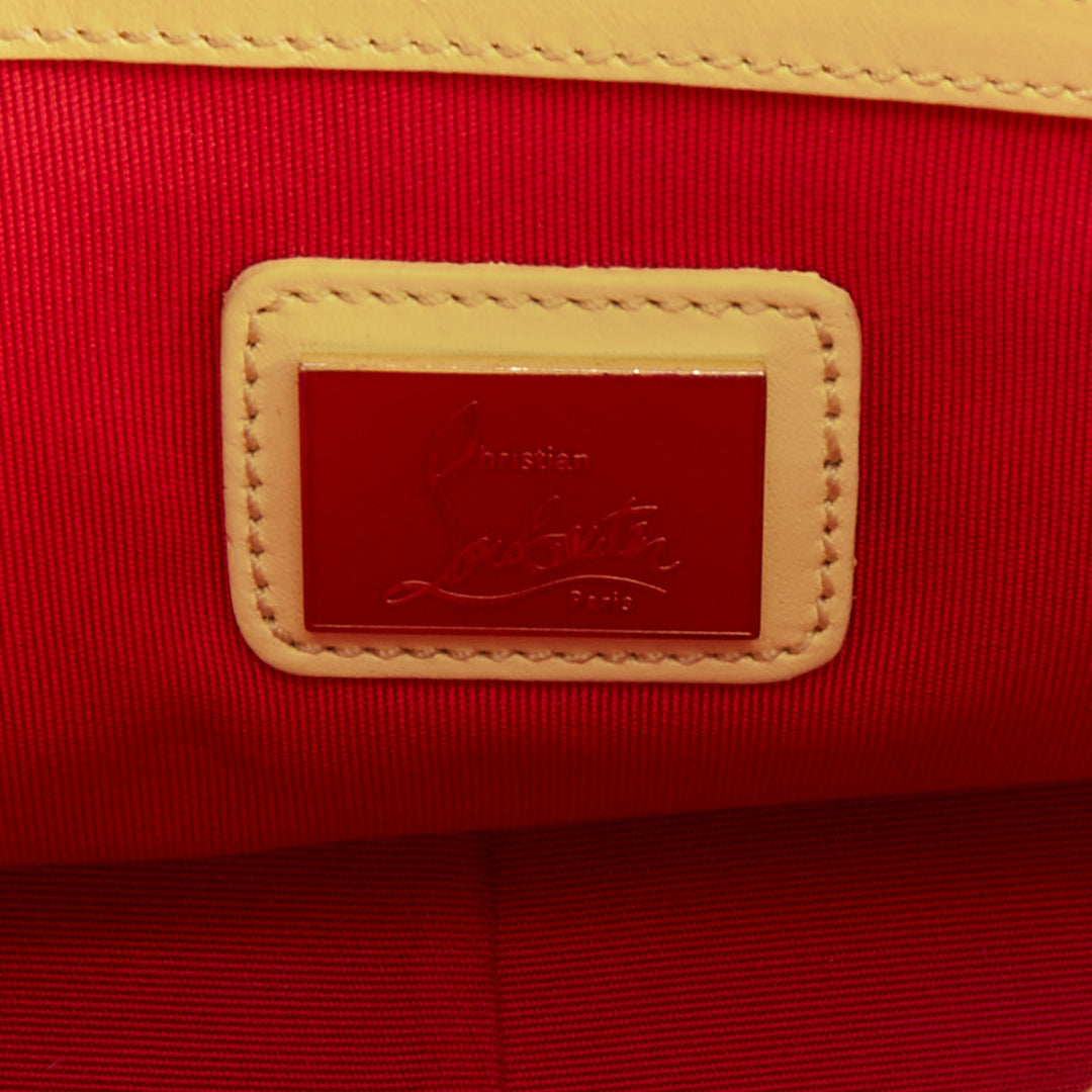 CHRISTIAN LOUBOUTIN Sweet Charity grey yellow gold stud bow chain shoulder bag