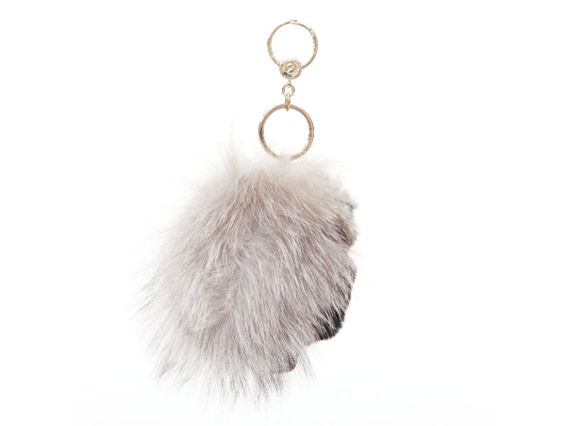 LORO PIANA 100% mink fur My Istrice brown cream Porcupine bag charm keyring