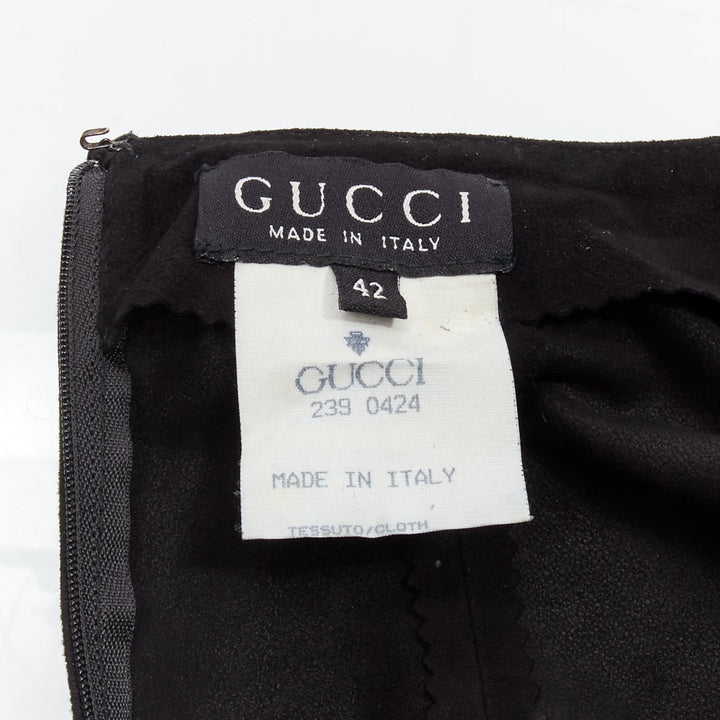 rare GUCCI TOM FORD genuine suede gold buckle backless pencil dress IT42 M