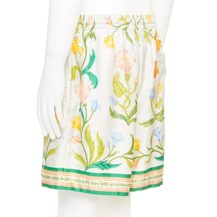 CASABLANCA 2023 L'Arche Fleurie floral print drawstring silk beach shorts XXL