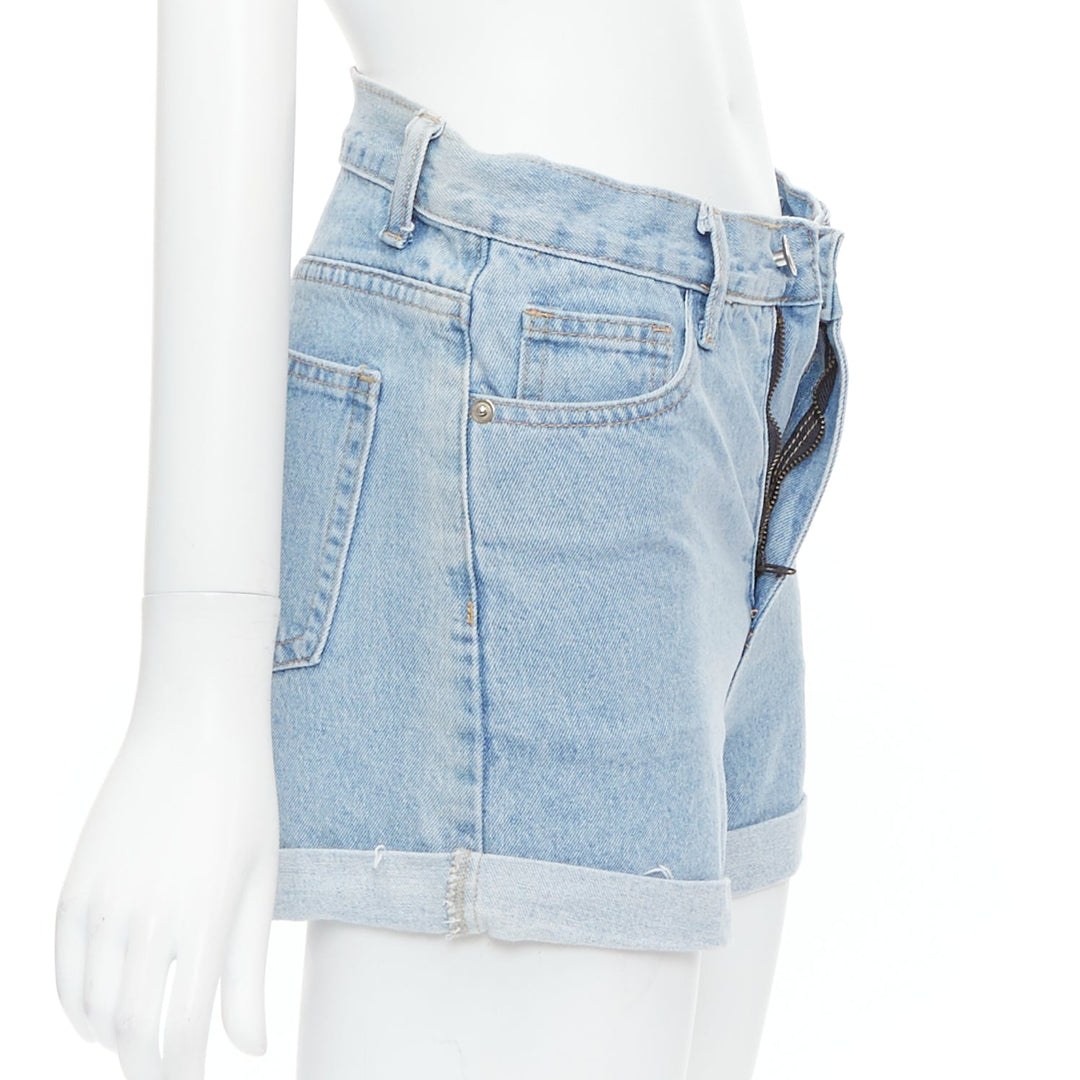 KIMHEKIM My Uniform blue cotton rolled cuff denim short shorts S