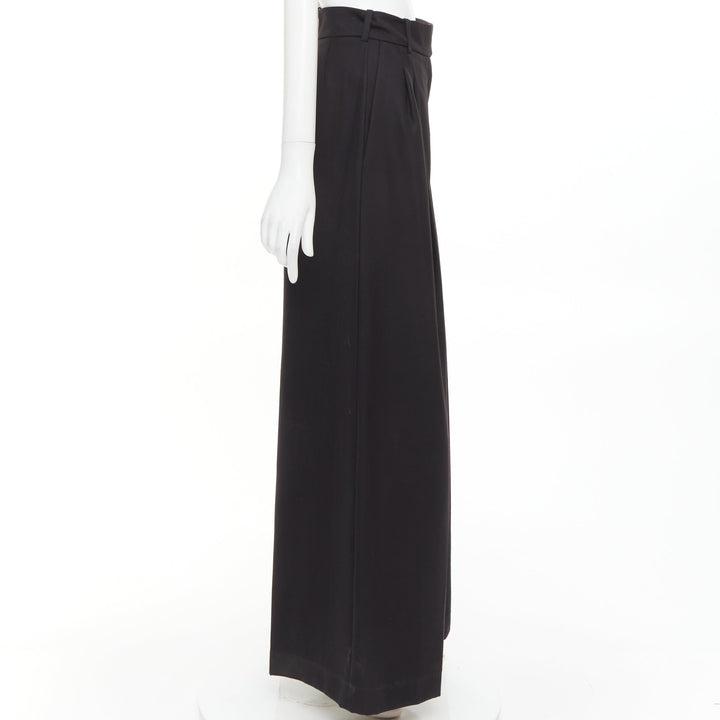ALEXANDRE VAUTHIER COUTURE black wool blend dart pleat high waist wide leg pants