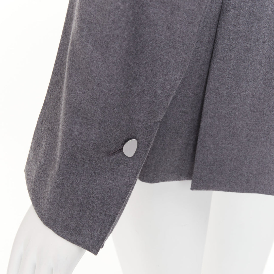 FERRAGAMO 2024 2024 grey virgin wool peak lapel power shoulder blazer IT40 S