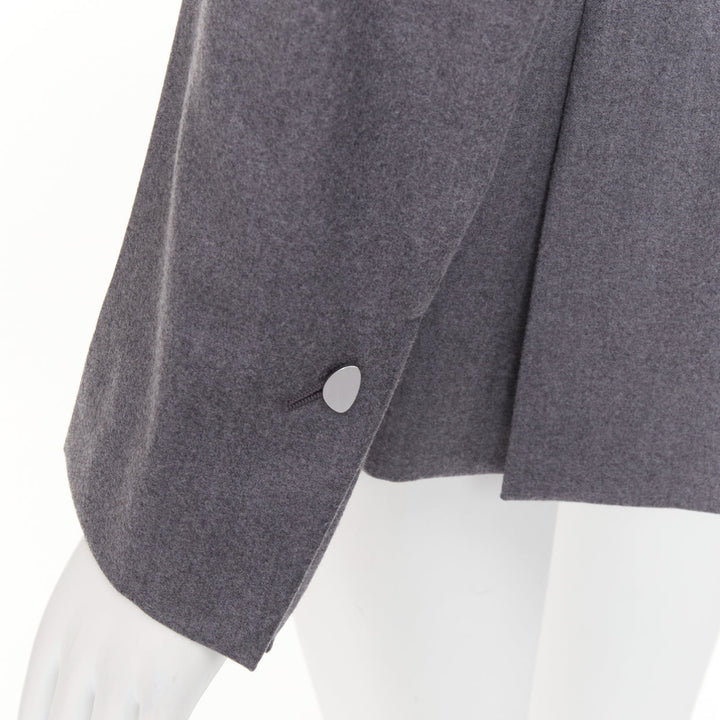 FERRAGAMO 2024 2024 grey virgin wool peak lapel power shoulder blazer IT40 S