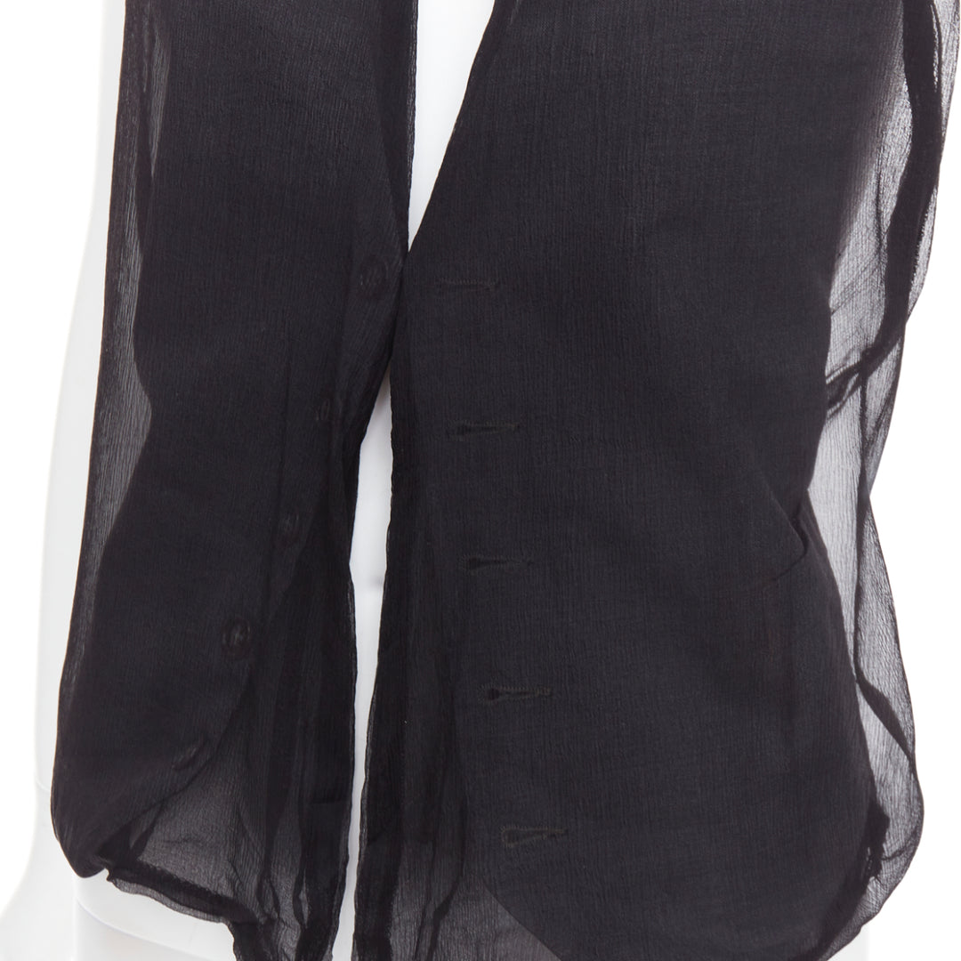 rare MAISON MARGIELA ARTISANAL Vintage black silk overlay tromp loeil waistcoat