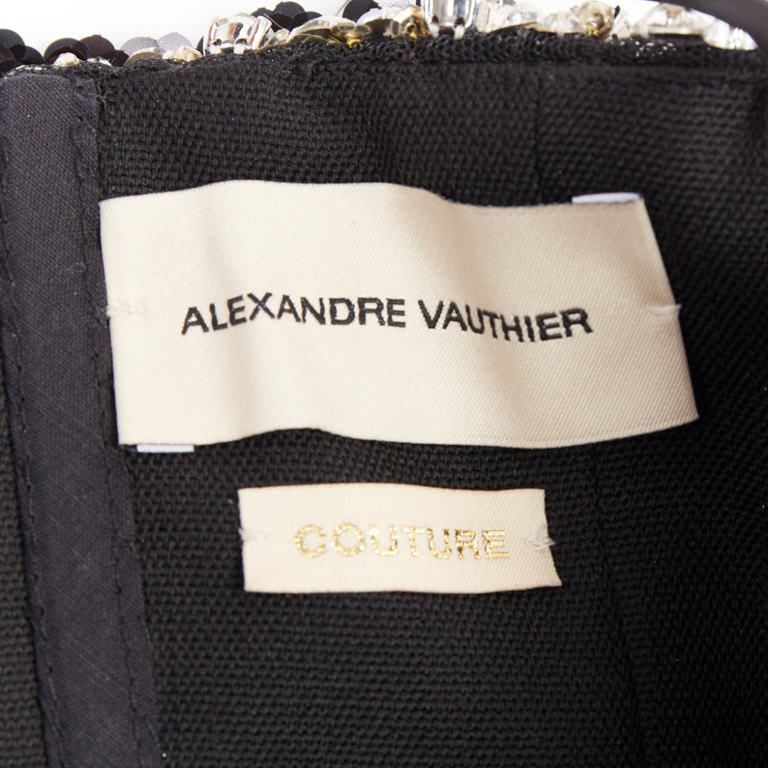 rare ALEXANDRE VAUTHIER COUTURE 2021 black silver crystal sequin maxi skirt