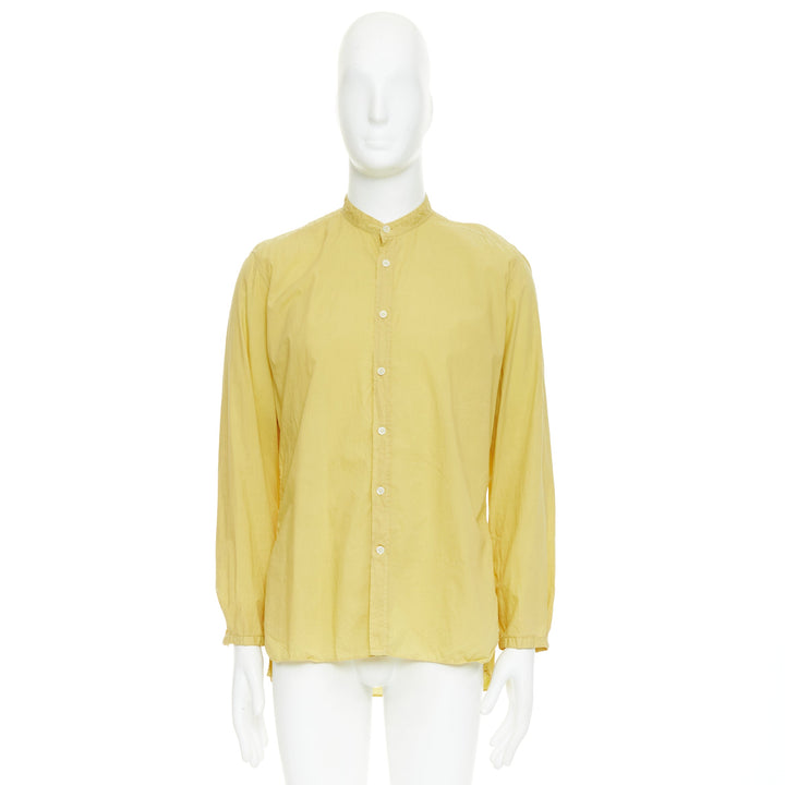 LANVIN butter yellow cotton bishop collar button up dress shirt EU40 L