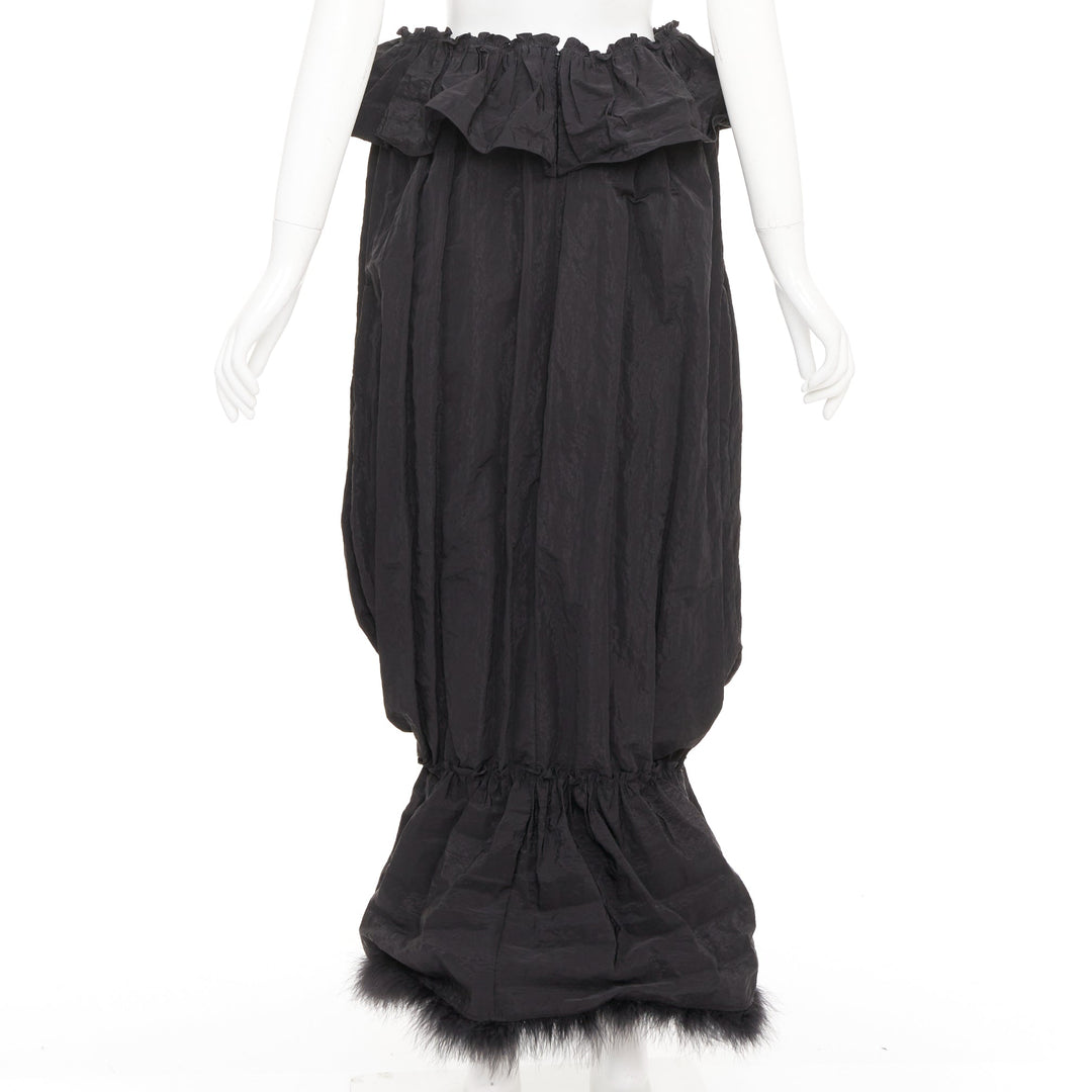 SIMONE ROCHA black cloque paperbag taffeta bubble turkey feather midi skirt UK6
