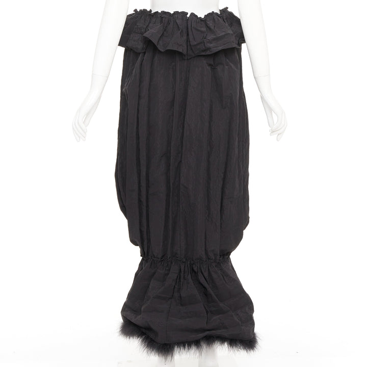 SIMONE ROCHA black cloque paperbag taffeta bubble turkey feather midi skirt UK6