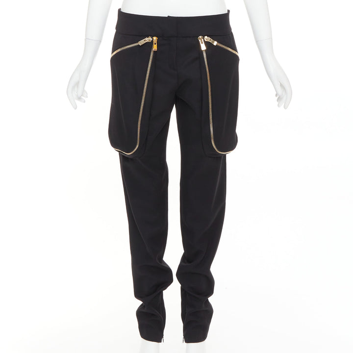 ALEXANDRE VAUTHIER COUTURE SS2016 Runway black gold zip cargo pocket harem pants
