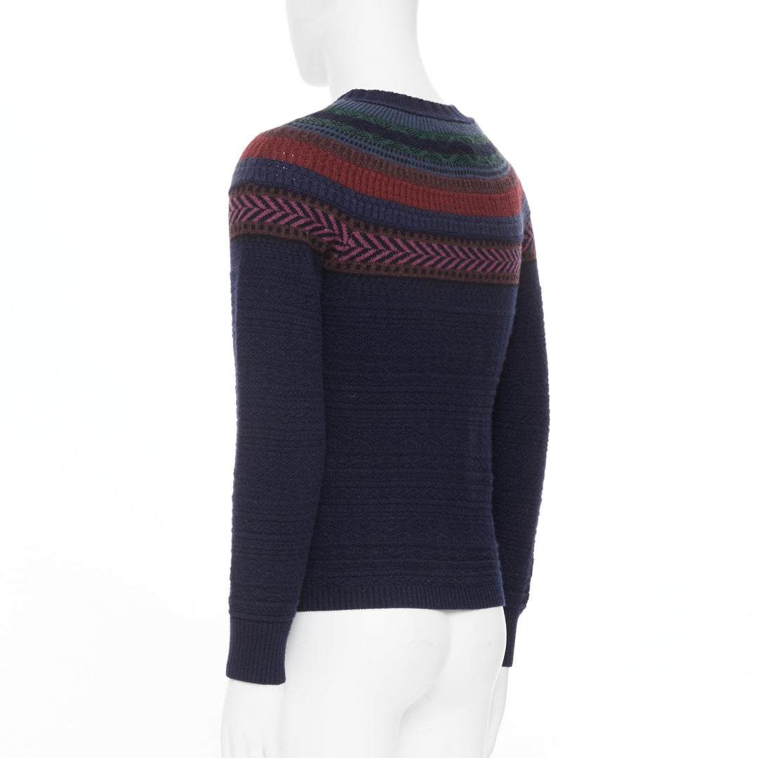 BURBERRY PRORSUM 2014 Runway geometric Fair Isle yoke lambswool knit sweater M