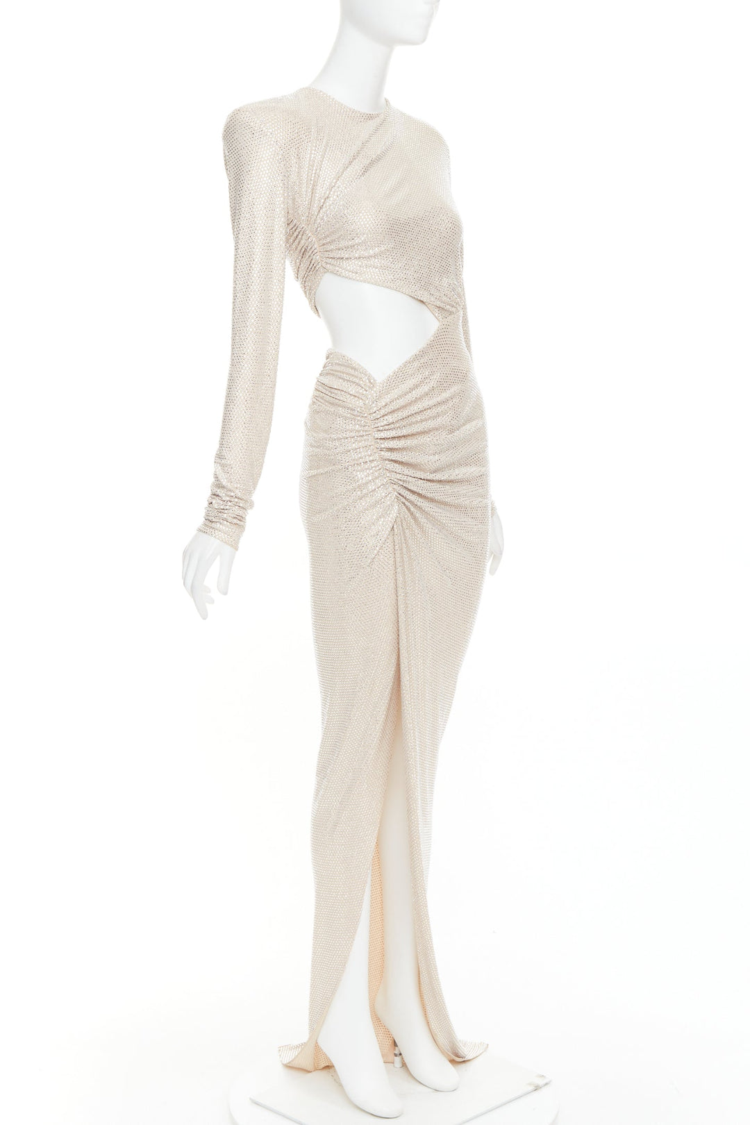 ALEXANDRE VAUTHIER 2023 Bridal ivory diamond strass crystal cut out draped gown