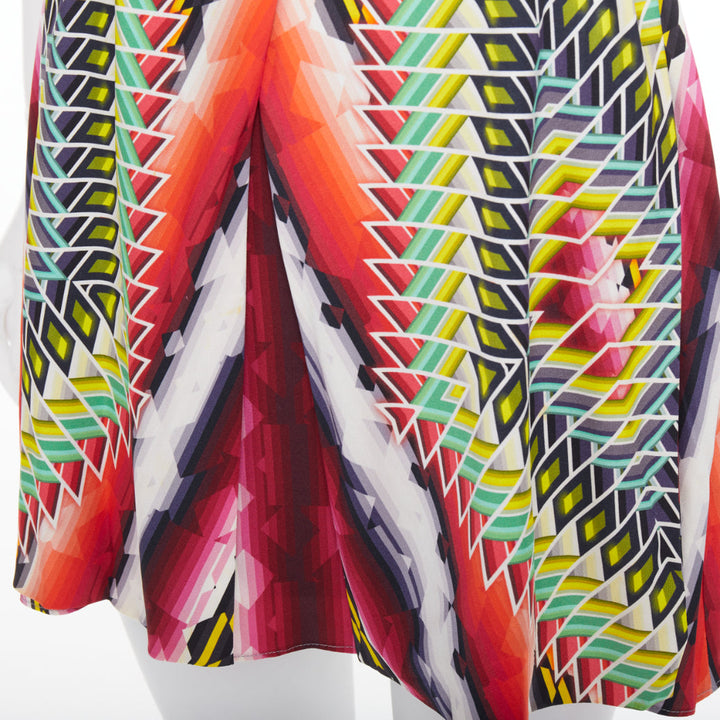 PETER PILOTTO Runway multicolor silk blend geometric digital print dress UK8 S
