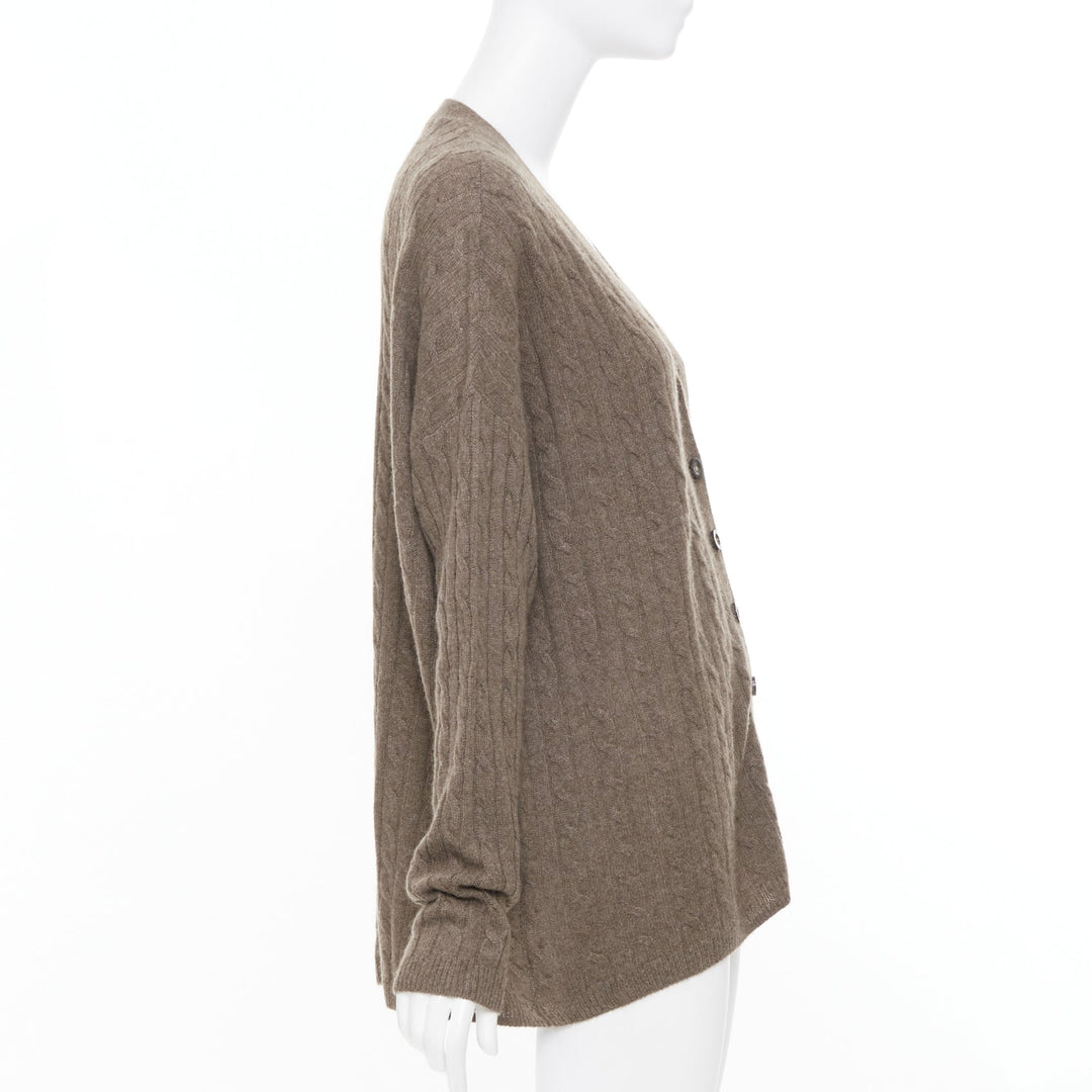 REFORMATION Giusta brown recycled cashmere blend cable knit cardigan sweater XS