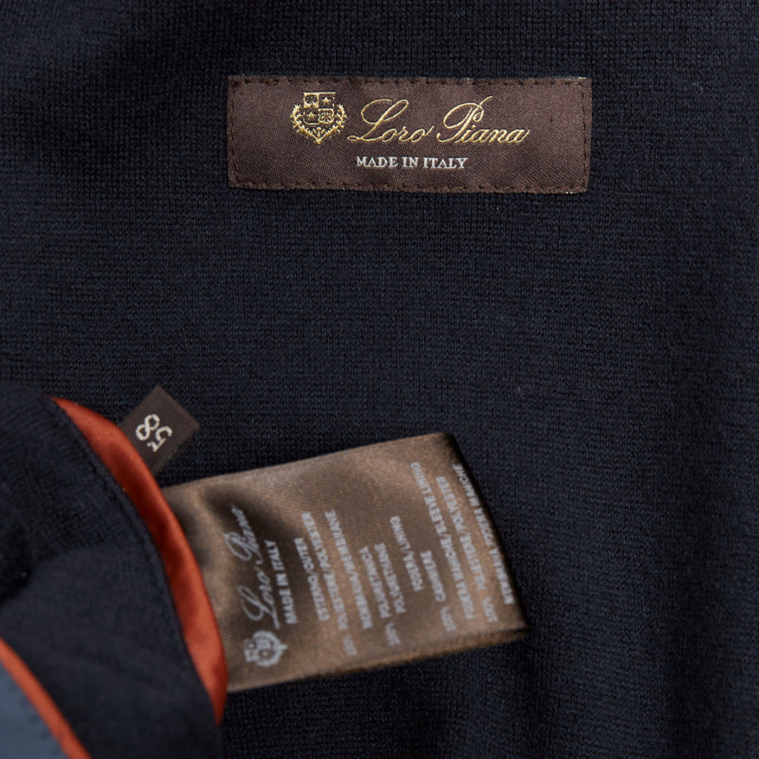 LORO PIANA Traveller navy windtech light 100% cashmere lined coat IT58 4XL