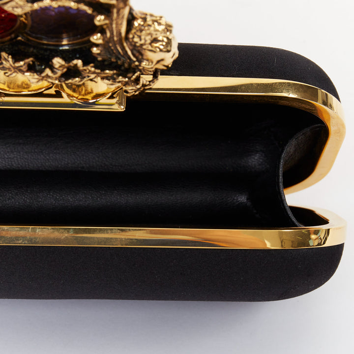ALEXANDER MCQUEEN 2013 Stained Glass Crystal Crown Knuckle Box satin clutch