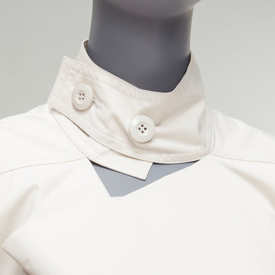 MARNI light grey cotton cut out draped collar boxy utility top IT36 XXS