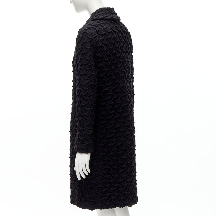 ISSEY MIYAKE 100% wool black textured single breasted long jacket coat JP2 M