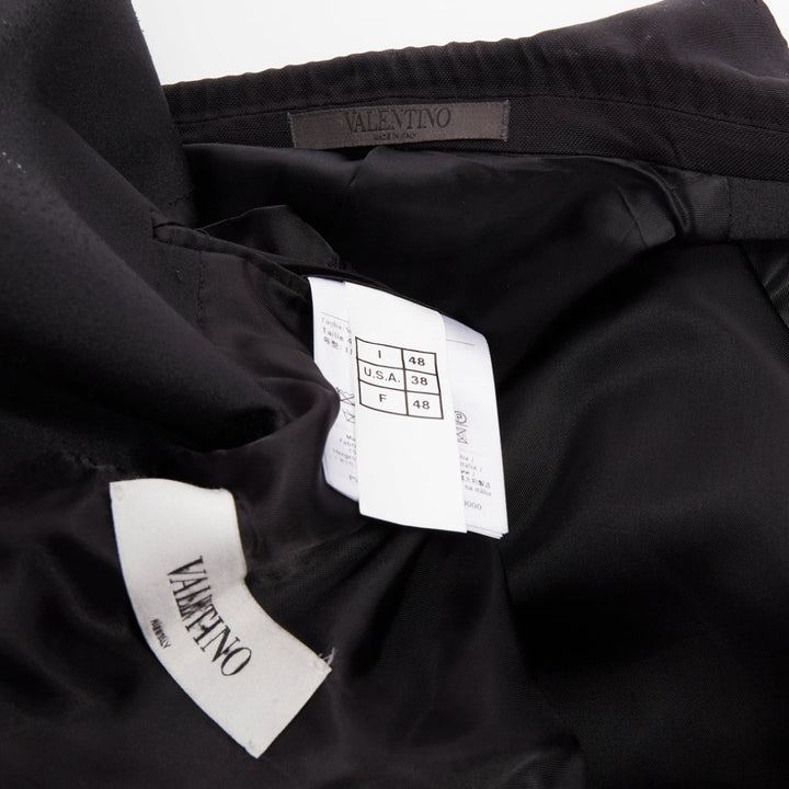 VALENTINO black 100% silk satin trim peak label full canvas tuxedo blazer IT48 M