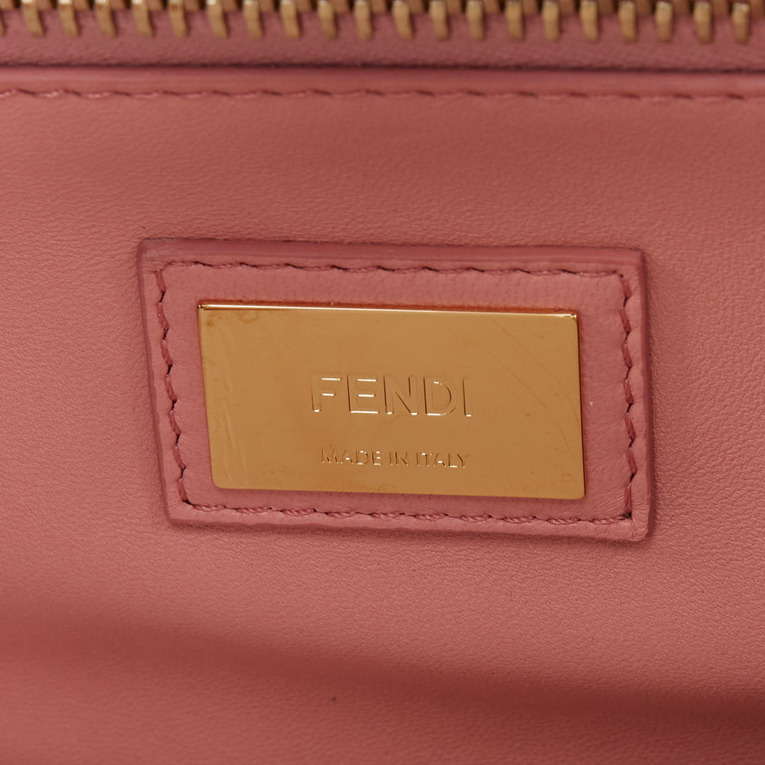 FENDI Peekaboo Medium Selleria Leather taupe grey enamel hardware top handle bag