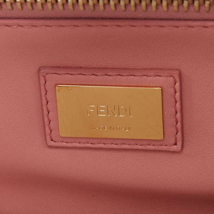 FENDI Peekaboo Medium Selleria Leather taupe grey enamel hardware top handle bag