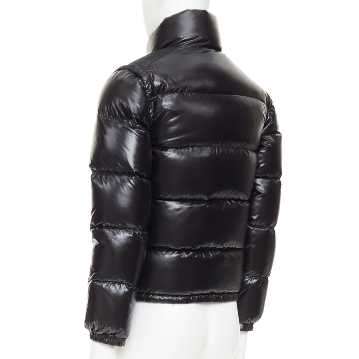 MONCLER Grenable black shine snap button cropped puffer jacket Sz.0 XS