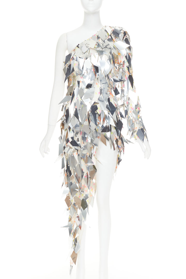 rare ALEXANDRE VAUTHIER COUTURE SS2023 Runway silver mirror mini dress