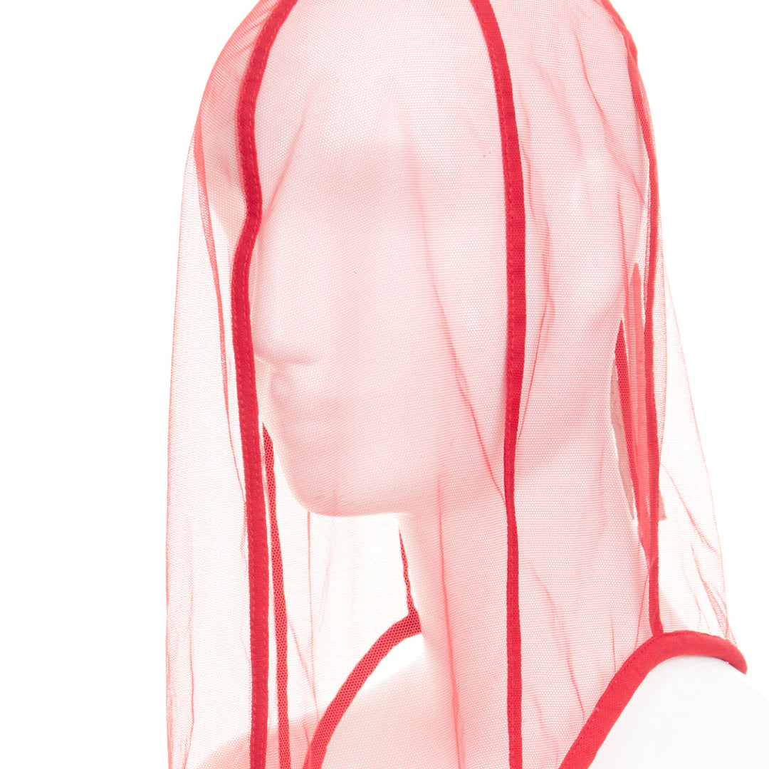 rare RICK OWENS 2024 Lido Runway sheer nylon tulle helmet mask hood veil S