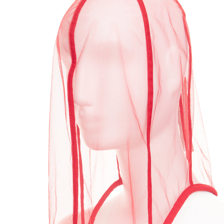 rare RICK OWENS 2024 Lido Runway sheer nylon tulle helmet mask hood veil S