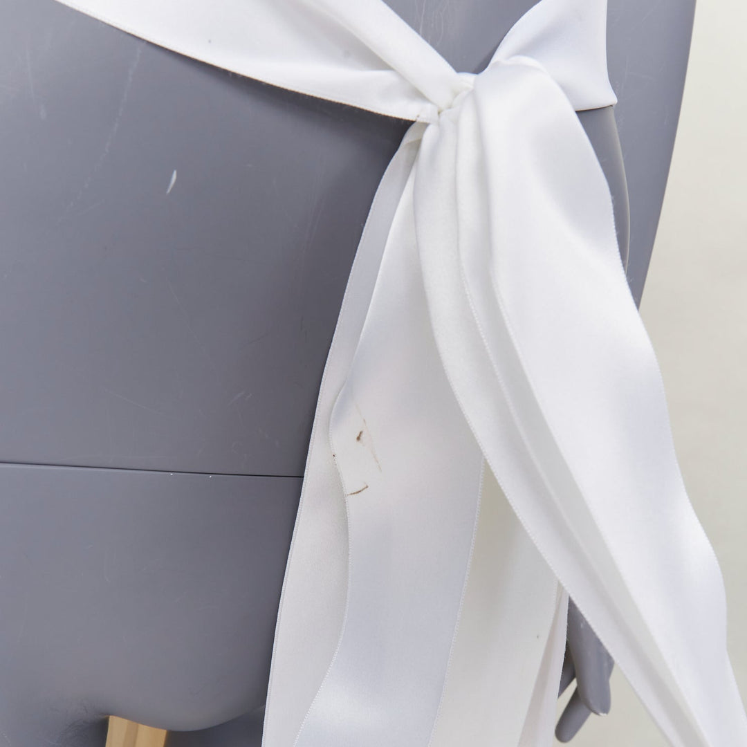 JEAN PAUL KNOTT cream hand-rolled pure chiffon silk white ribbon wrap skirt