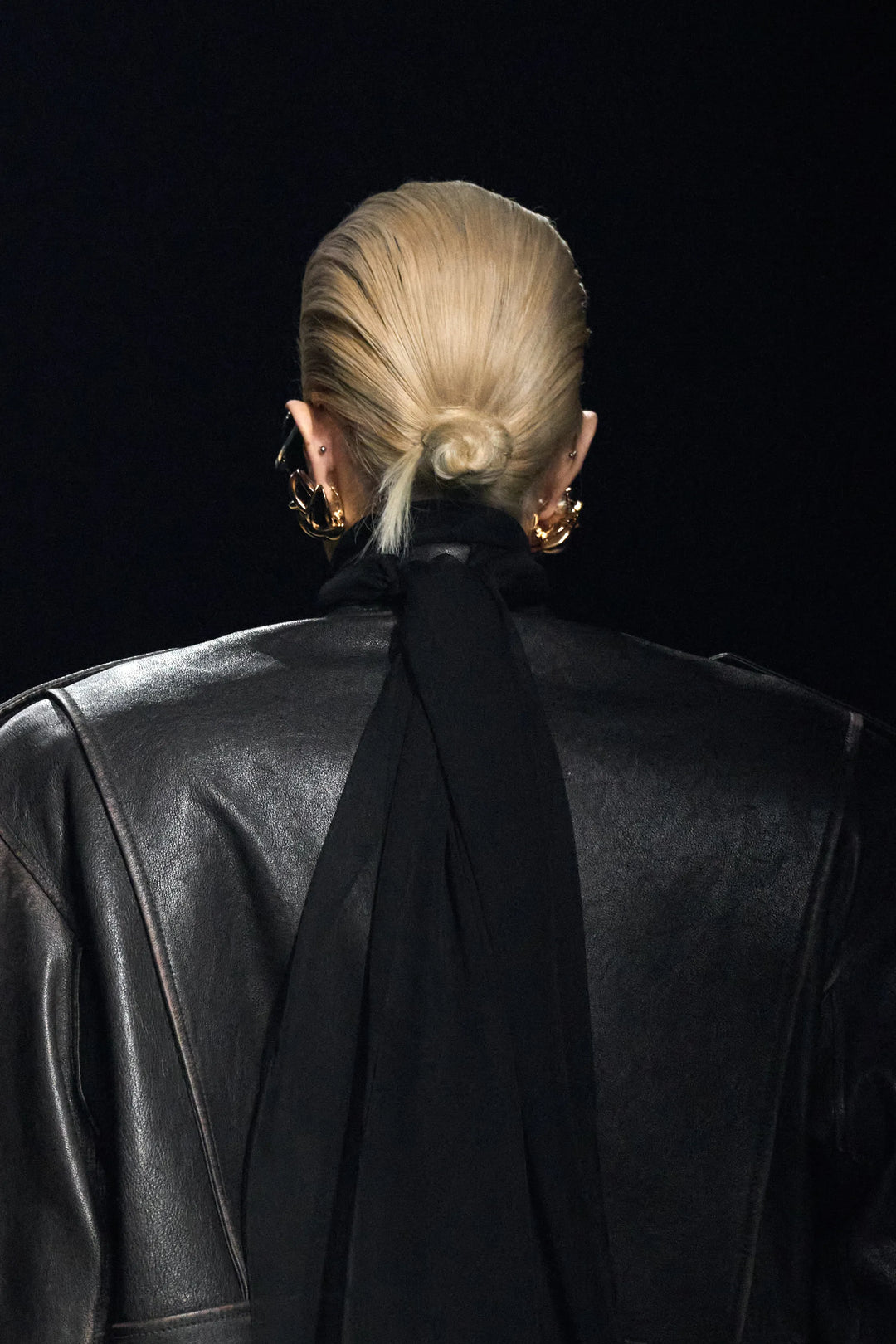 rare SAINT LAURENT 2023 Runway black cow oversized aviator bomber jacket FR38 M