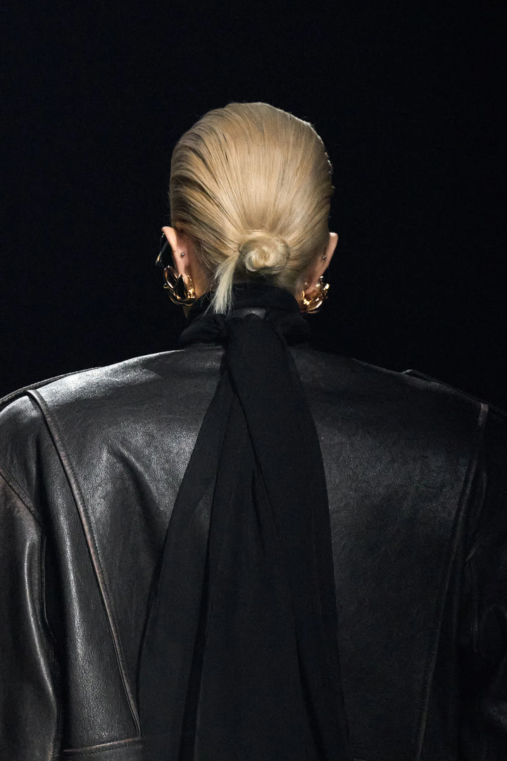 rare SAINT LAURENT 2023 Runway black cow oversized aviator bomber jacket FR38 M