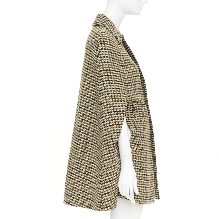 SAINT LAURENT 2014 Hedi Slimane Runway wool houndstooth caped coat FR34 XS