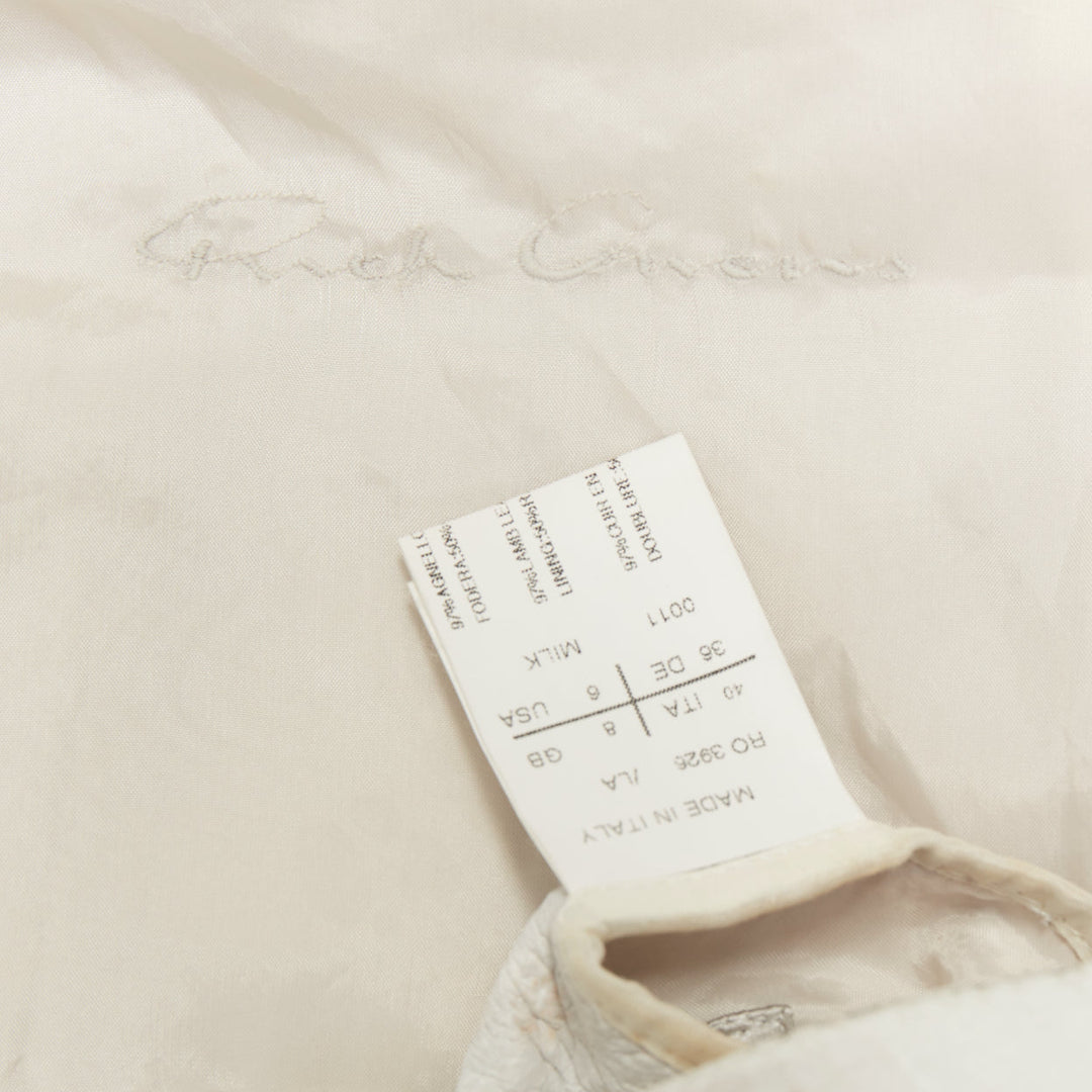 RICK OWENS 2012 Naska off white lambskin contrast trim cape jacket IT40 S
