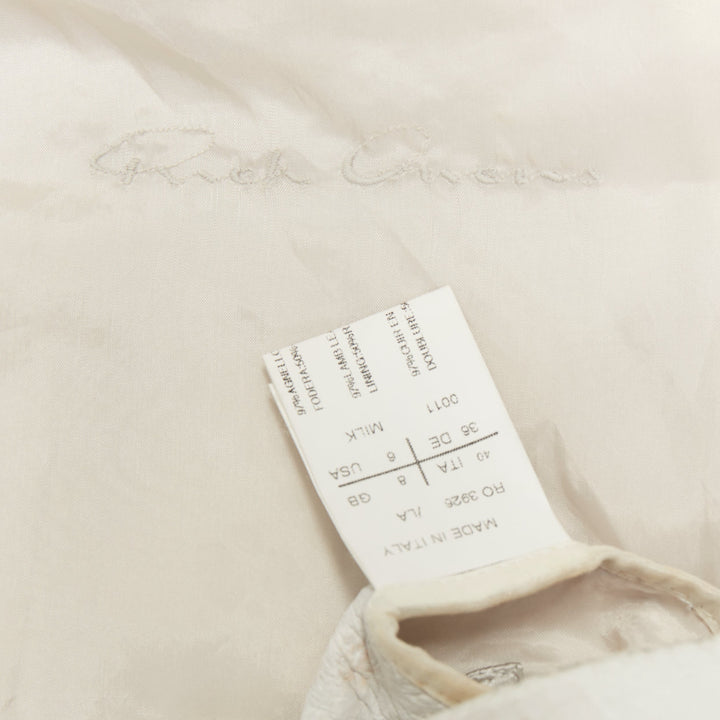 RICK OWENS 2012 Naska off white lambskin contrast trim cape jacket IT40 S