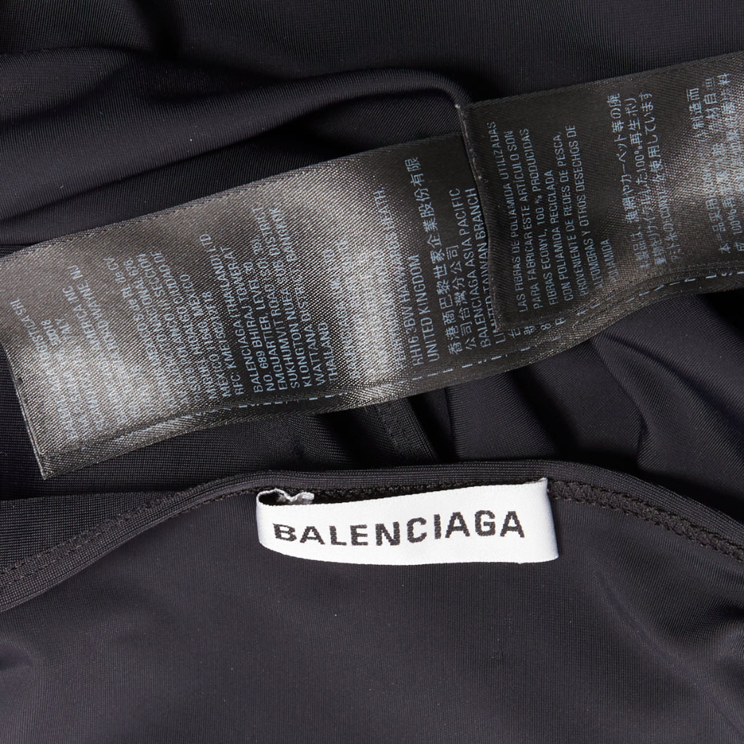 BALENCIAGA Demna 2022 black spandex white logo deconstructed top FR36 S