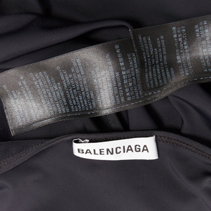 BALENCIAGA Demna 2022 black spandex white logo deconstructed top FR36 S