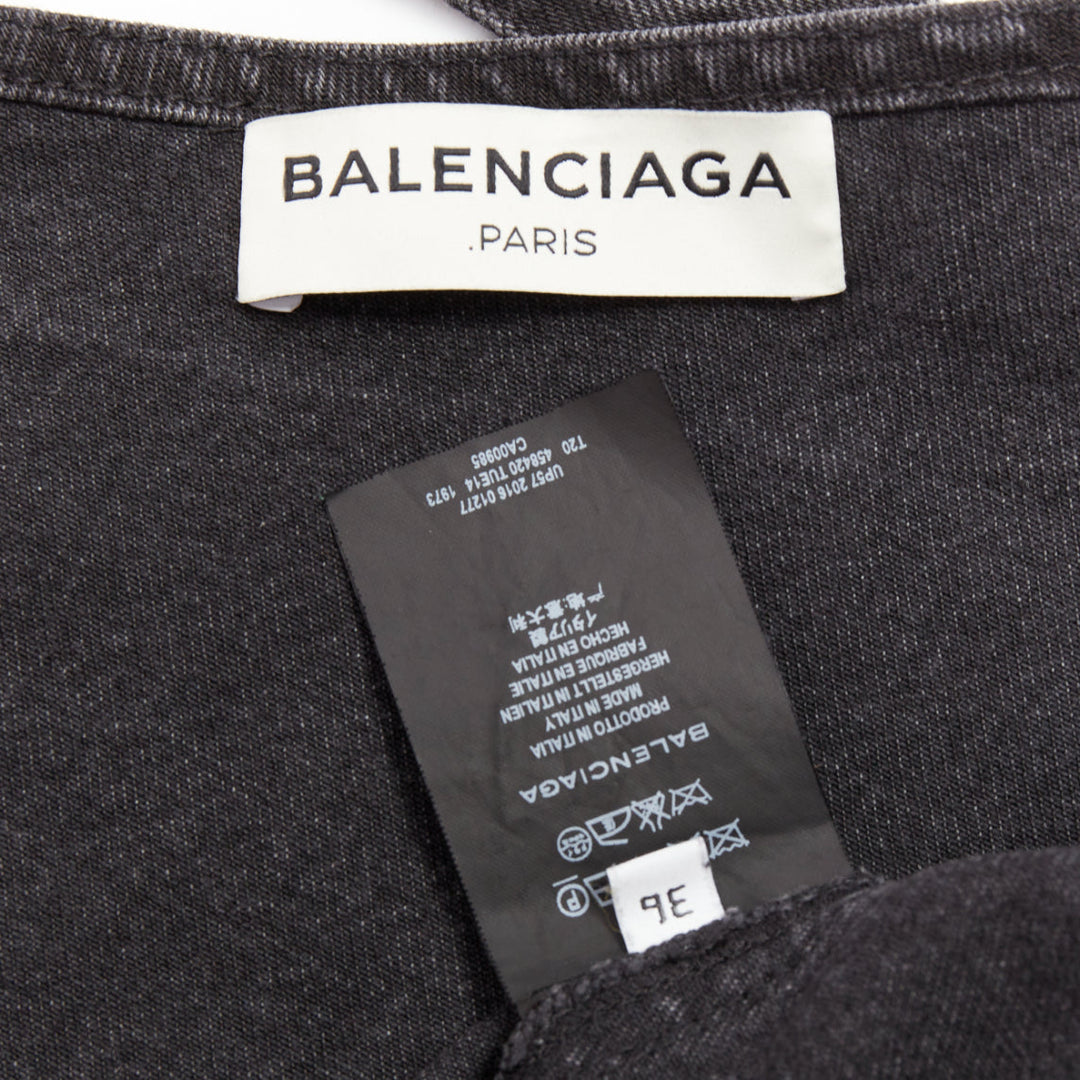 BALENCIAGA Demna 2016 washed grey denim front tie apron¬†top FR36 S