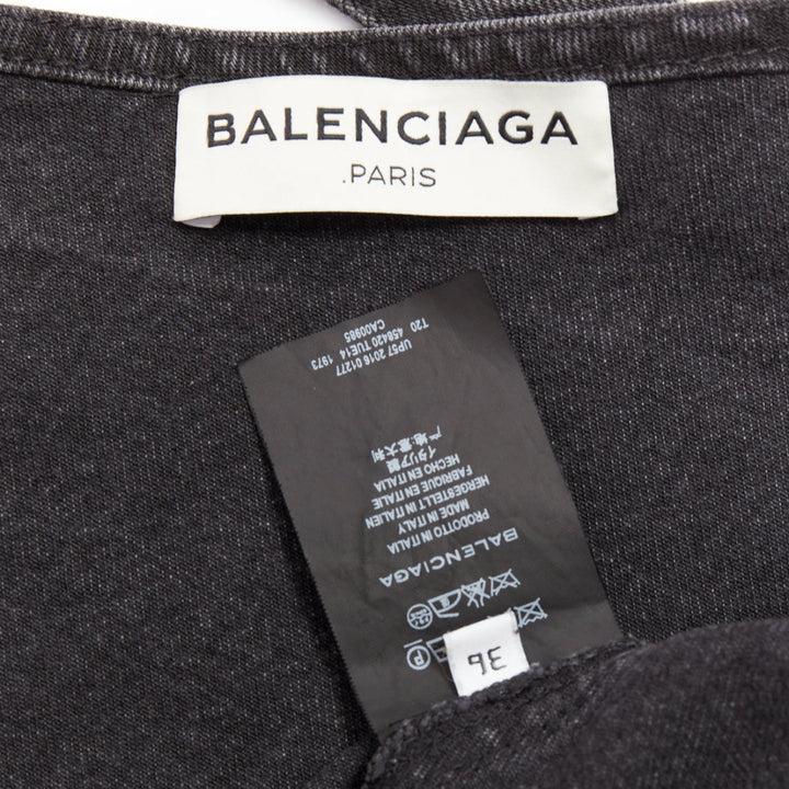 BALENCIAGA Demna 2016 washed grey denim front tie apron¬†top FR36 S