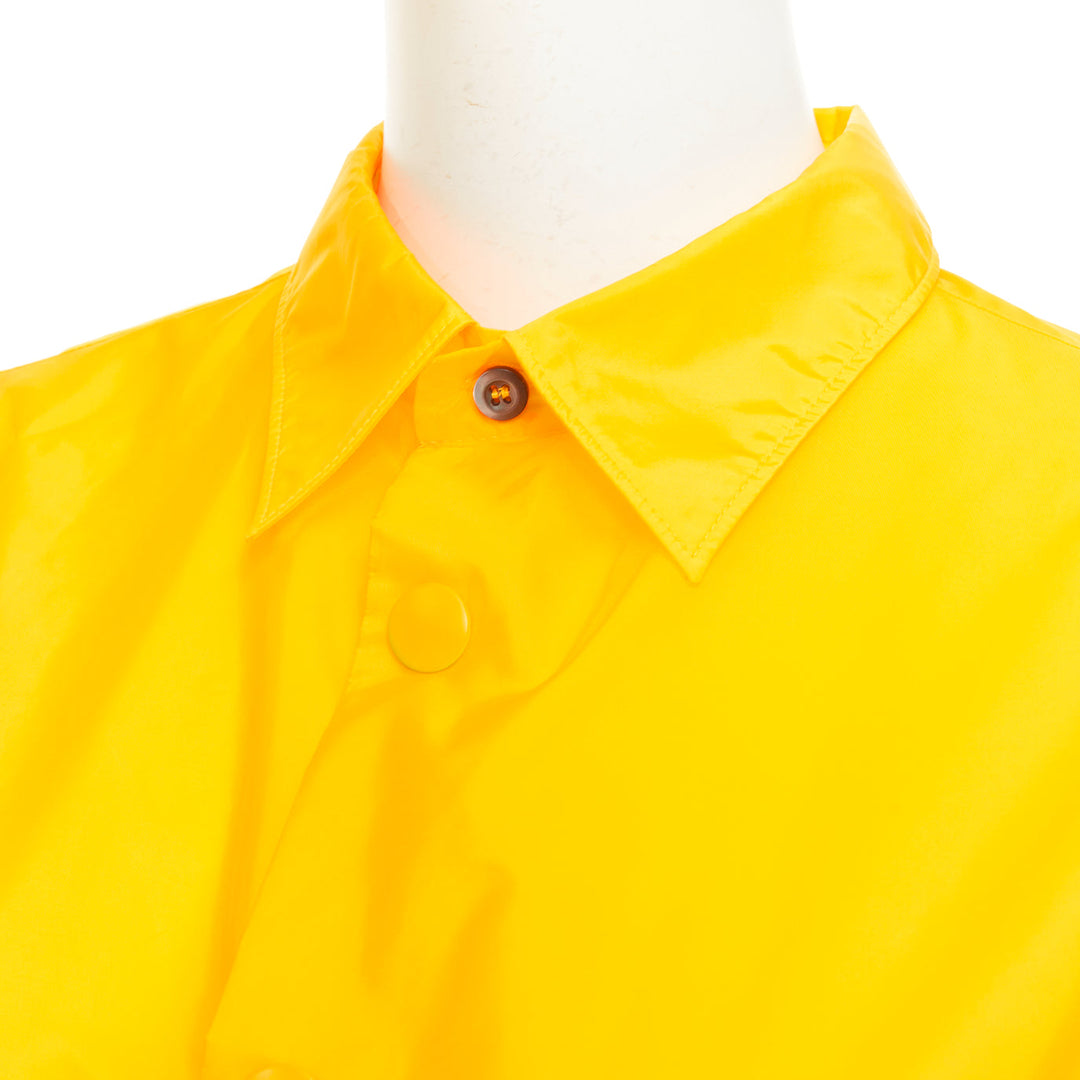 PRADA 2022 Re-Nylon logo plaque yellow short sleeve bowling shirt M
